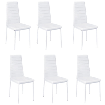 Set of 6 PU Leather Padded Seat Metal Legs Dining Chair