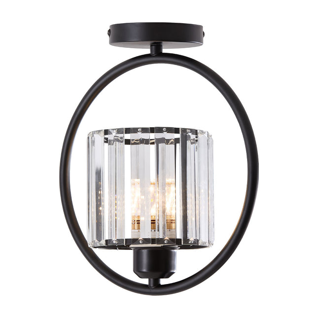 Semi Flush Mount Ceiling Light with Crystal Shade