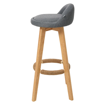 Set of 2 Bar Stools with Low Backrest and Footrest