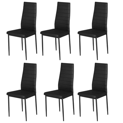 Set of 6 Modern Faux Leather Armless High Back Dining Chairs