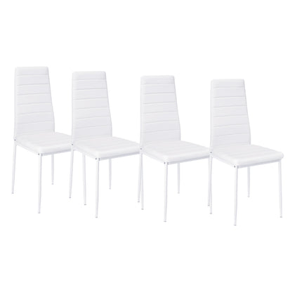 Set of 4 Modern Faux Leather Armless High Back Dining Chairs