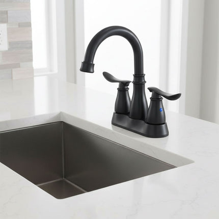 Double Handle Bathroom Sink Faucet with Drainer