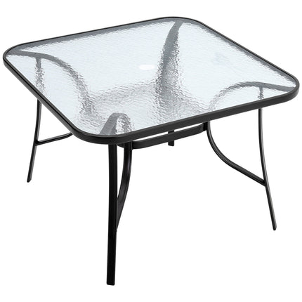 Tempered Glass Outdoor Coffee Table with Parasol Hole