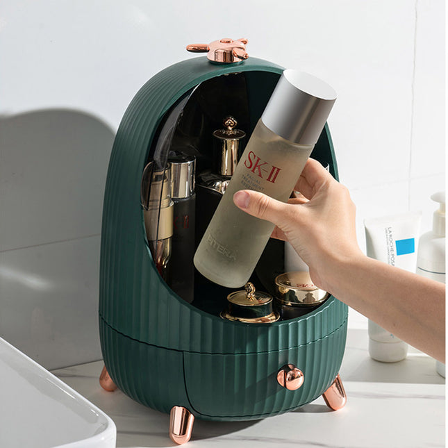 Green Dustproof Makeup Organizer with LED Light