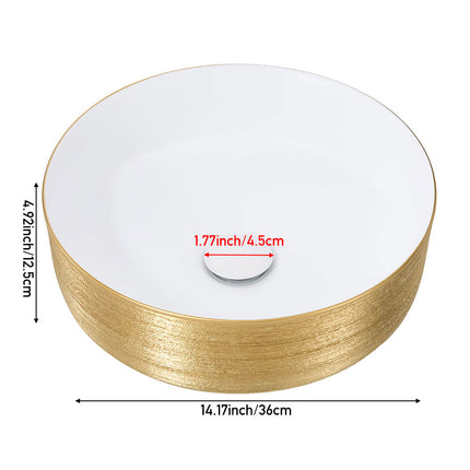 Round Ceramic Countertop Washbasin Vessel Sink