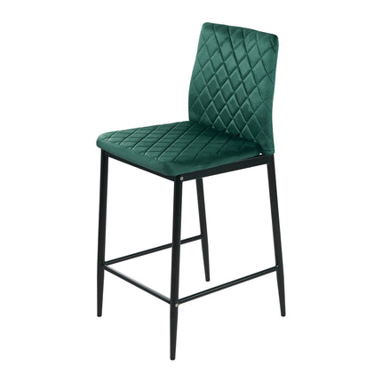 2PCS Velvet Upholstered Bar Stools with Backrest