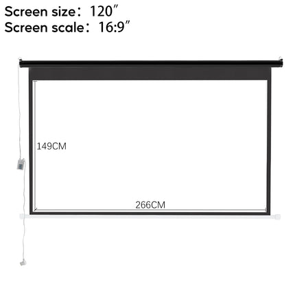 16:9 Electric Motorized Projector Screen with Remote 100"/120" Black