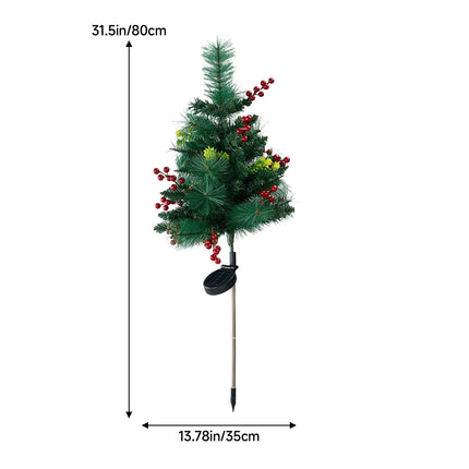 Set of 2 Solar-Powered Artificial Christmas Tree Decorations with Lights