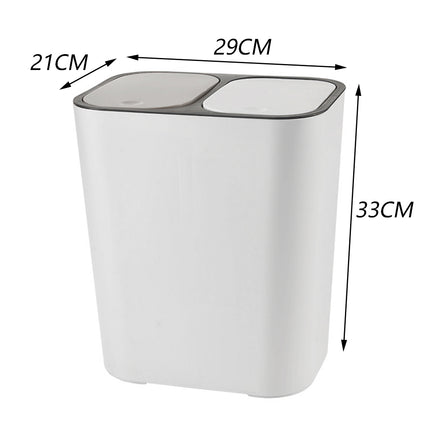 Kitchen 15L Rubbish Dustbin Double Recycling Bin 2 Section White