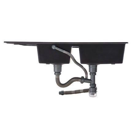 Double Bowl Quartz Resin Composite Kitchen Sink with Waste Kit