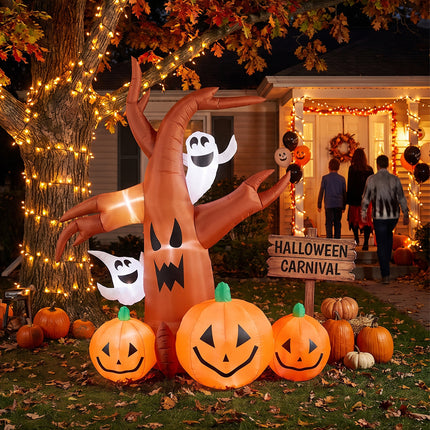 7FT Halloween Inflatable Dead Tree with Ghosts and Pumpkins