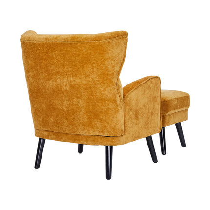 Yellow Chenille Leisure Chair with Footstool