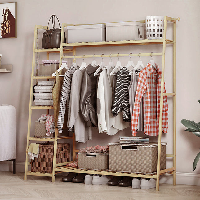 110cm Lifeideas Bamboo Bedroom Garment Clothes Rack Natural