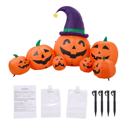 7FT Halloween Inflatable Pumpkin Family Decoration with LED Lights