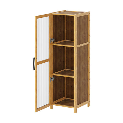 3-Tier Narrow Bookcase Storage Cabinet with Acrylic Door