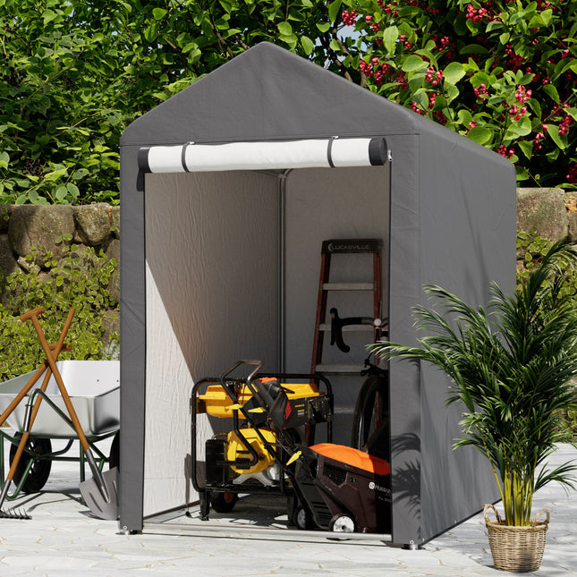 Dark Grey 4x6FT Versatile Tube Roll-up Storage Shed