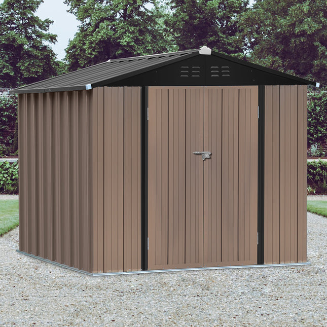 Brown Metal Garden Shed Garden Storage 8ft x6ft or 6ft x4ft
