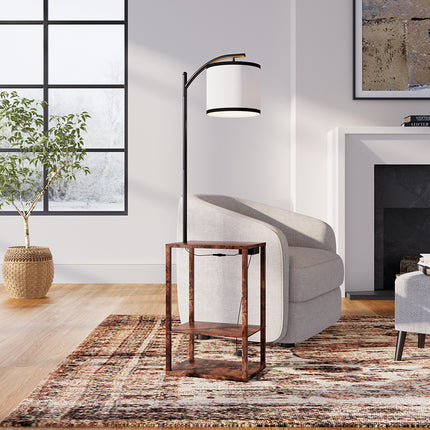 Modern Metal Floor Lamp Side Table 2 In 1