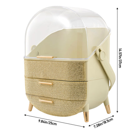 Countertop Portable Oval Makeup Storage Box with Transparent Cover