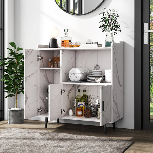 Contemporary Home Sideboard Cabinet with Storage, White