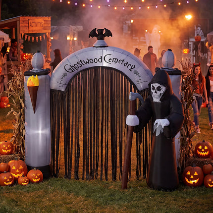 7 FT Halloween Inflatable Cemetery Archway Decoration with LED Lights