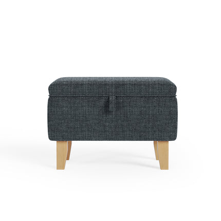 Linen Upholstered Storage Ottoman Footstool