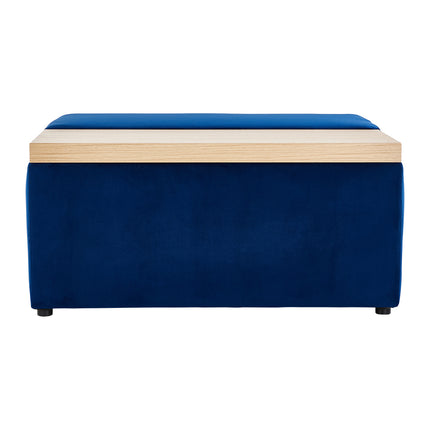 Blue Velvet Upholstered Storage Ottoman Stool
