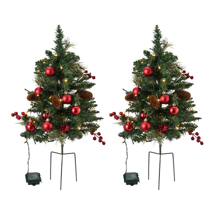 2-Pack Artificial Christmas Trees with Decorations and LED Lights