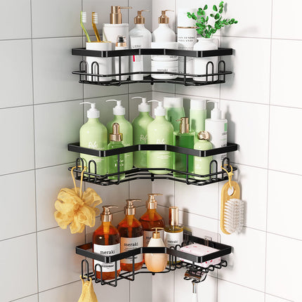 3-Piece Corner Shower Caddy Set with Wall Stickers