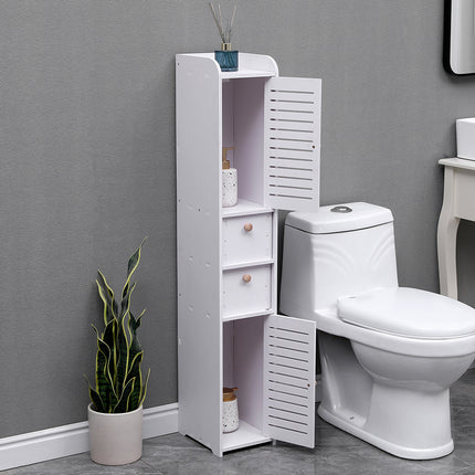 White 118cm H Freestanding Wooden Tall Bathroom Cabinet