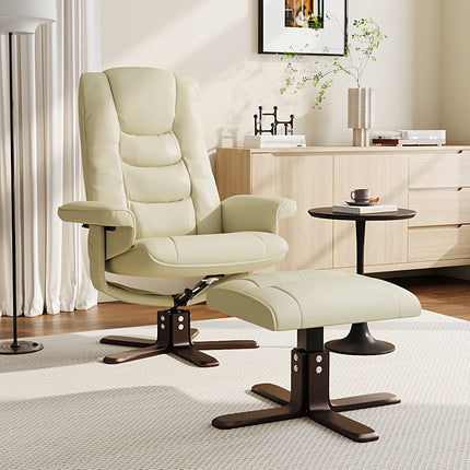 Upholstered Swivel Recliner Chair with Ottoman