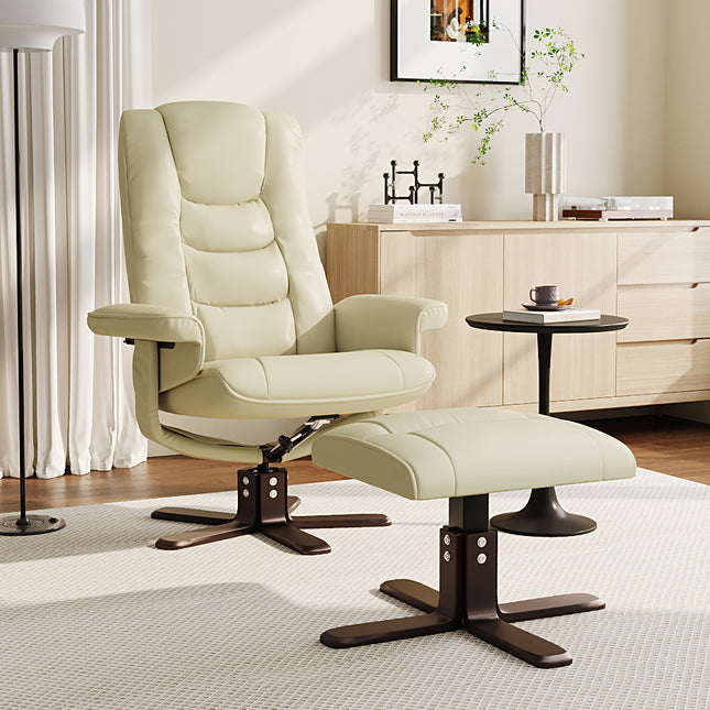Upholstered Swivel Recliner Chair with Ottoman