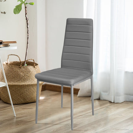 Set of 6 PU Leather Padded Seat Metal Legs Dining Chair Grey