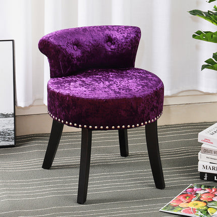 Purple Velvet Bedroom Chair Makeup Vanity Padded Dressing Stool