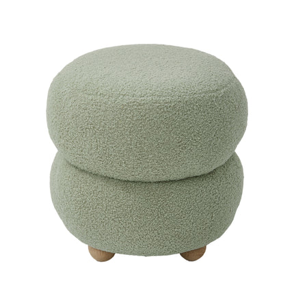 Round Teddy Fleece Upholstered Footstool