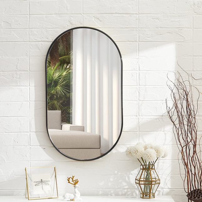 Black 70cm Oval Bathroom Vanity Mirror Wall Mirror