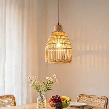 E27 Bamboo-woven Ceiling Pendant Light