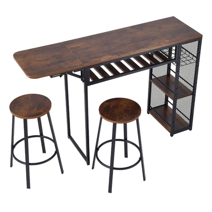 3-Piece Bar Table Set with Two Bar Stools
