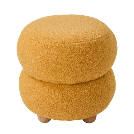 Round Teddy Fleece Upholstered Footstool