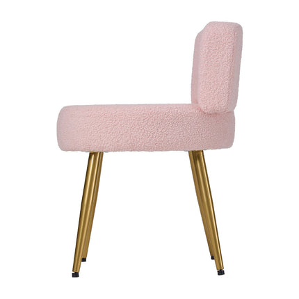 Teddy Fleece Upholstered Dressing Table Stool with Adjustable Feet