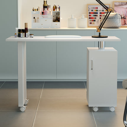 White Rolling Manicure Salon Station with Storage