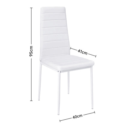 Set of 2 PU Leather Padded Seat Metal Legs Dining Chair White