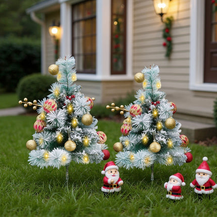 2-Pack Artificial Christmas Trees with Decorations and LED Lights