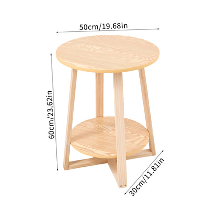 2-Tier Round Wooden Coffee Side Table