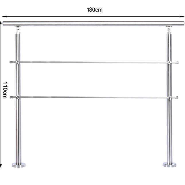 180CM Handrail Stainless Steel Balustrade, With 2 Crossbars