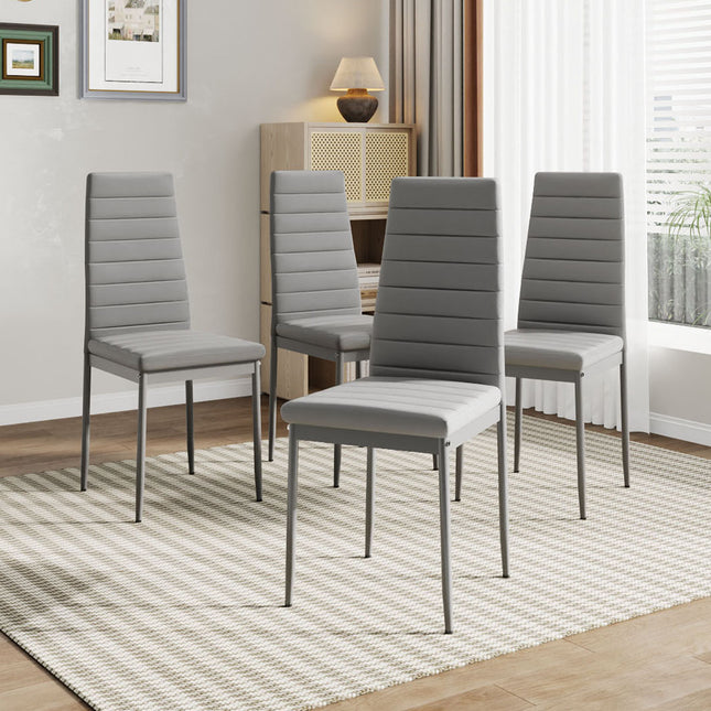 Set of 4 Modern Faux Leather Armless High Back Dining Chairs