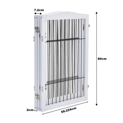 White 224cm 4 Panel Wooden Folding Pet Playpen