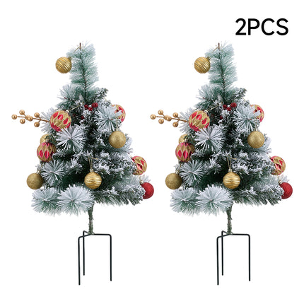 2-Pack Artificial Christmas Trees with Decorations and LED Lights