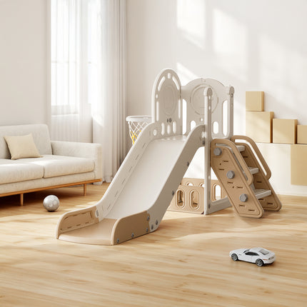 Toddler Slide Playset with Basketball Hoop and Climbing Stairs