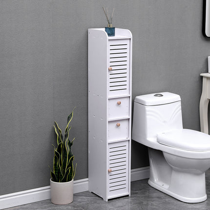 White 118cm H Freestanding Wooden Tall Bathroom Cabinet